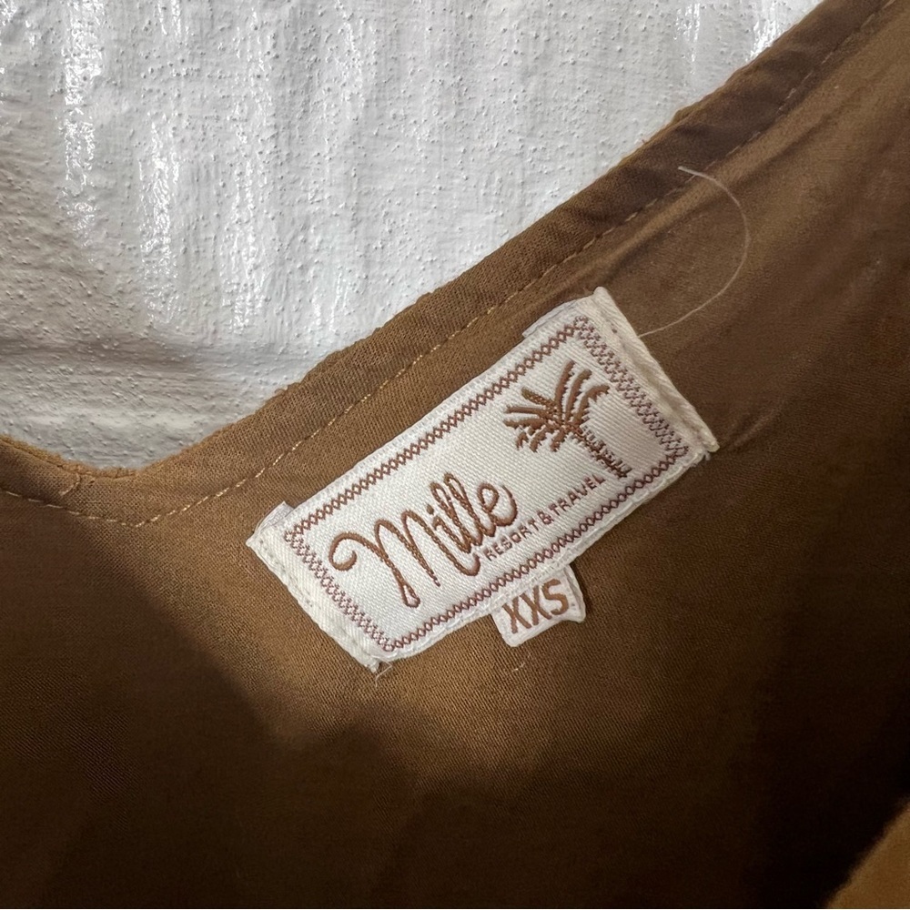 Mille Juliet Dress Trapeze Ruffle Neck Midi Dress Cafe Brown XXS - Picture 3 of 7
